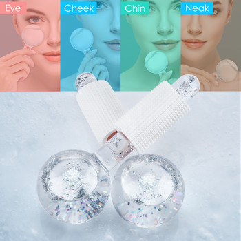 1 чифт Beauty Ice Hockey Energy Beauty Crystal Ball Facial Cooling Ice Globes Water Wave Face Eye Massage Roller Ball Грижа за кожата