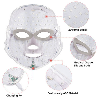 USB зареждане 7 цвята Led Mask Face Surgical Spa Facial Led Photon Mask for Face Care Beauty Acne Treatment Red Light Therapy