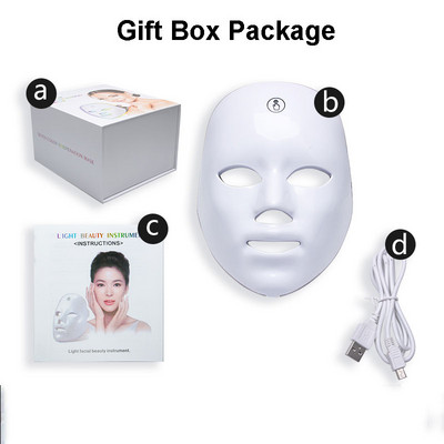USB Charge 7 Colors Led Maszk Arc Sebészeti Spa Arc Led Foton Maszk Arcápolás Szépség Pattanáskezelés Piros fényterápia