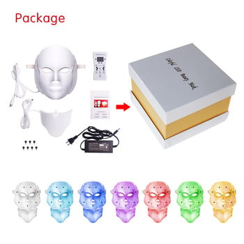 IDEAREDLIGHT 7 цвята LED маска за лице с червена светлина Терапевтичен уред за красота с подмладяване на кожата на врата Грижа за кожата против акне