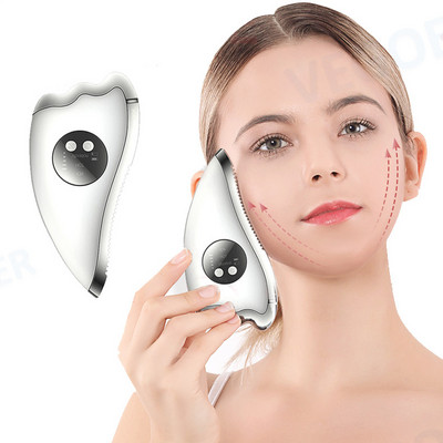 Elektromos Gua Sha kaparódeszka arcmasszírozó V arcemelő EMS melegítő vibráló testmasszázs eszköz