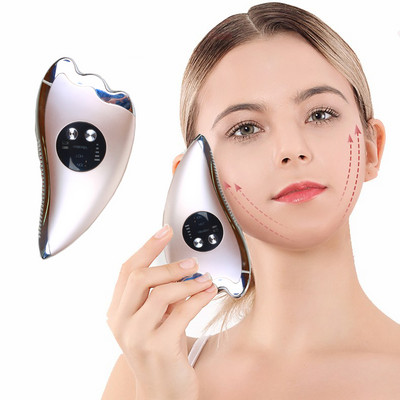 Elektromos Gua Sha kaparódeszka arcmasszírozó V arcemelő EMS melegítő vibráló testmasszázs eszköz