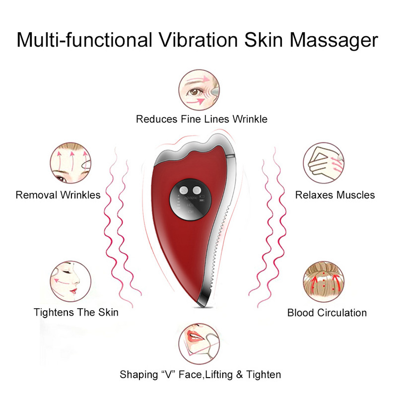 Elektromos Gua Sha kaparódeszka arcmasszírozó V arcemelő EMS melegítő vibráló testmasszázs eszköz