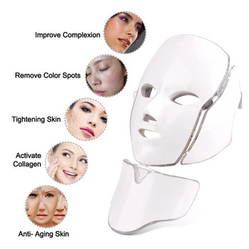 Μάσκα προσώπου LED 7 χρωμάτων LED φωτονοθεραπεία Beauty Anti Acne Therapy Λεύκανση προσώπου Αναζωογόνηση του δέρματος Θεραπεία SPA