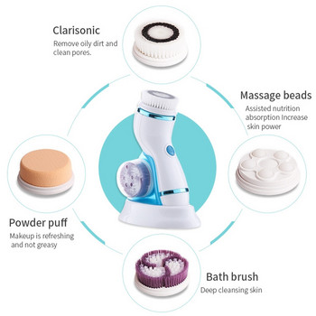 Ηλεκτρικό καθαριστικό προσώπου 4 σε 1 Μηχάνημα καθαρισμού προσώπου, καθαριστικό μασάζ πόρων δέρματος Μίνι βούρτσα μασάζ ομορφιάς