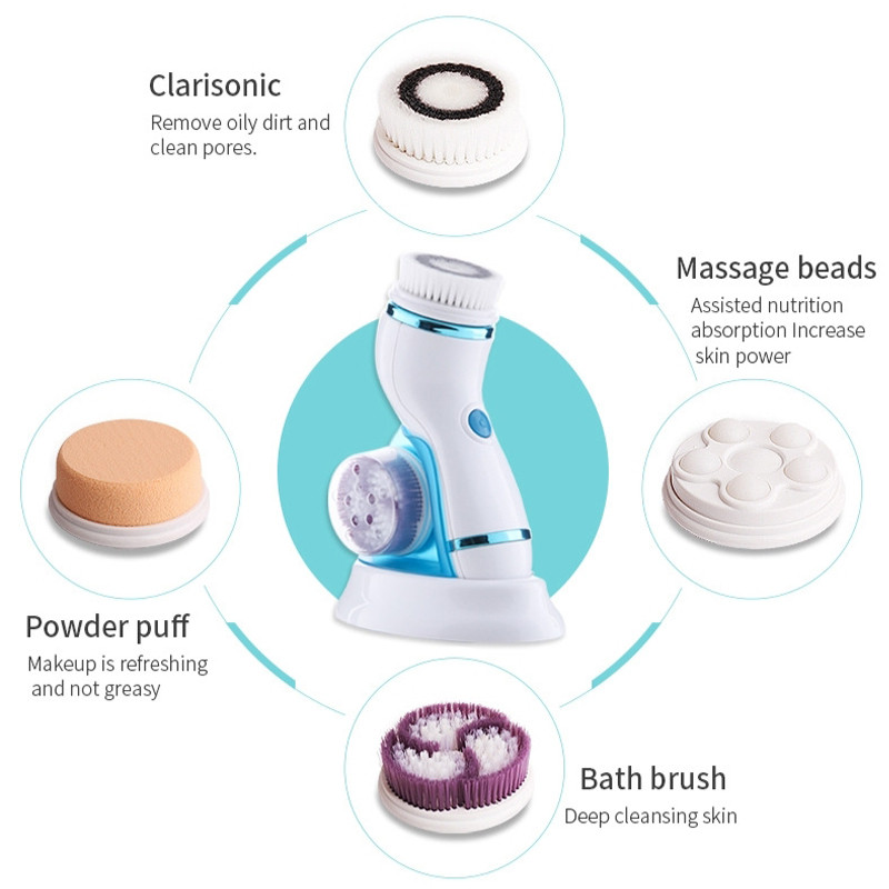 4 az 1-ben elektromos arctisztító mosó Arctisztító gép Bőrpórusok Testtisztító Masszázs Mini Beauty Masszírozó Kefe