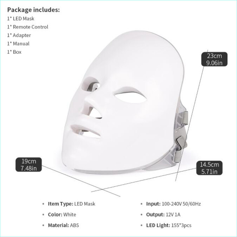 Bežična LED maska 7 boja svjetlosna LED maska za lice Pomlađivanje kože protiv akni Njega kože Uređaj za fotonsku terapiju Uklanjanje bora