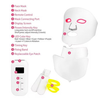 led 7 цветна светлинна маска силиконова маска за красота маска инструмент фотон подмладяване на кожата избелване акне акне внесена домакинска лампа
