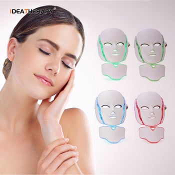 IDEAREDLIGHT 7 Χρώματα Led Facial Mask Led Κορεατική θεραπεία φωτονίων Μάσκα προσώπου λαιμού Ανοιχτή ακμή αφαίρεση ρυτίδων Προσώπου ομορφιά Περιποίηση δέρματος