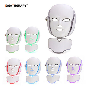 IDEAREDLIGHT 7 Χρώματα Led Facial Mask Led Κορεατική θεραπεία φωτονίων Μάσκα προσώπου λαιμού Ανοιχτή ακμή αφαίρεση ρυτίδων Προσώπου ομορφιά Περιποίηση δέρματος