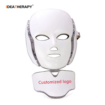 IDEAREDLIGHT 7 Culori Led Mască facială Led Coreeană Terapie cu fotoni Mască facială pentru gât Acnee ușoară Îndepărtarea ridurilor Frumusețea feței Îngrijirea pielii