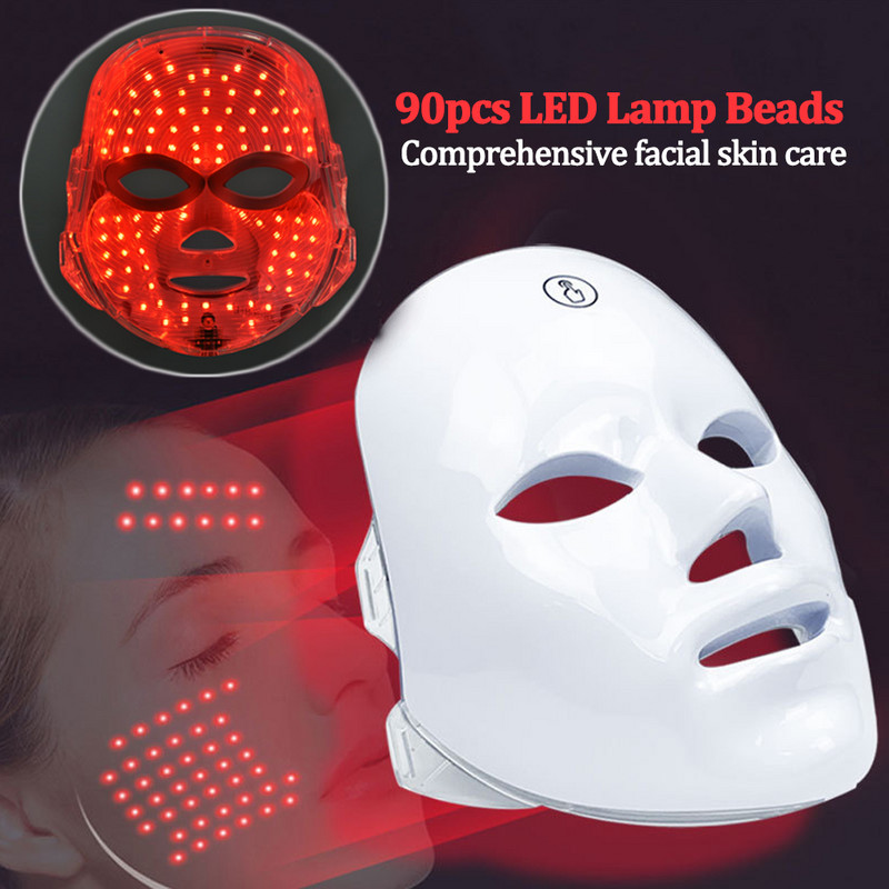 7 Színű Led Arc Fényterápiás Maszk Pattanáskezelő gép Arc Bőrfiatalítás Fehérítő Brightening Care Beauty Device