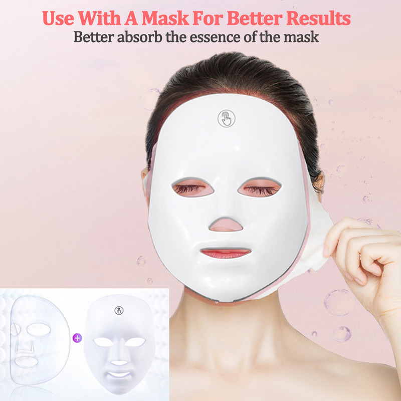 7 Színű Led Arc Fényterápiás Maszk Pattanáskezelő gép Arc Bőrfiatalítás Fehérítő Brightening Care Beauty Device