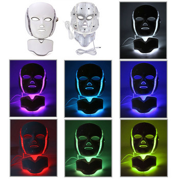 IDEAREDLIGHT 7 Χρώματα Μάσκα Led Μάσκα Θεραπείας Κόκκινου Φωτός Near Infrared 630nm 520nm Αφαίρεση ρυτίδων Μηχανή μασάζ λαιμού εξασθενίζει τις ουλές