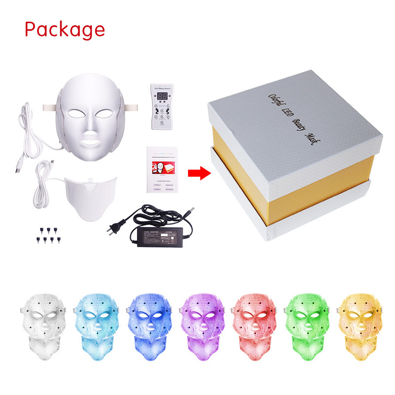 Μάσκα προσώπου με 7 χρώματα Led PDT Κορεάτικο Photon RED Therapy Face Mask Light Therapy For Face and Neck Beauty Anti Acne Therapy Whiten