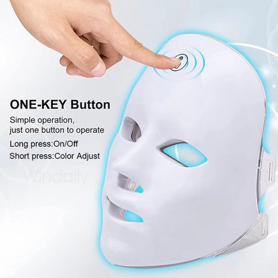 USB Charge 7Colors LED Facial Mask Photon Therapy Αναζωογόνηση δέρματος κατά της ακμής αφαίρεση ρυτίδων Περιποίηση δέρματος Μάσκα λάμψης δέρματος