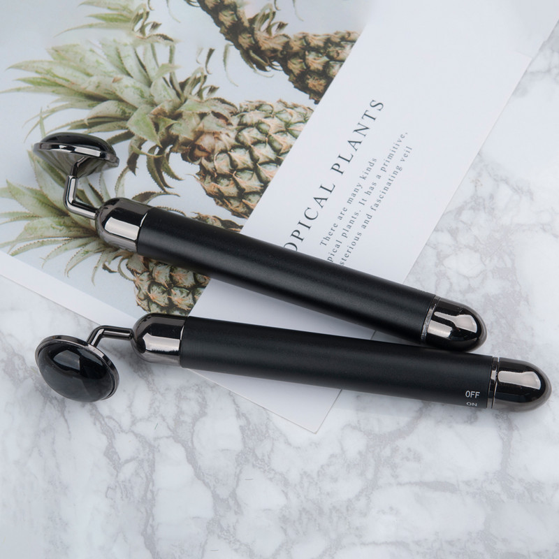 Nefrito ritininis veido masažuoklis elektrinis rožinio kvarco vibracinis grožio baras Veido masažas, liekninantis, senėjimą stabdantis raukšlių odos priežiūros įrankis