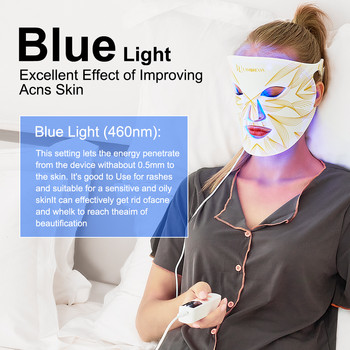 Σιλικόνη LED Photo Therapy Beauty Face Mask PDT LED Light 4 Colors Shield Red Light Therapy Skin Rejuvenation Flexible Led Mask