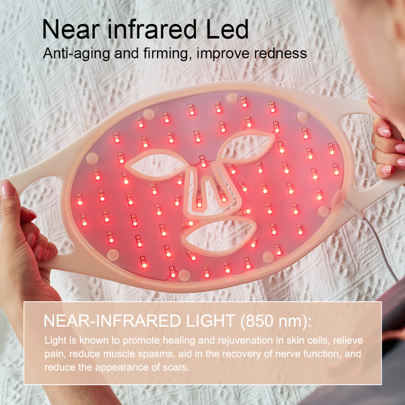 Fototerapie cu LED-uri din silicon Mască de față frumusețe PDT Lumină LED Scut 4 culori Terapie cu lumină roșie Întinerirea pielii Mască LED flexibilă