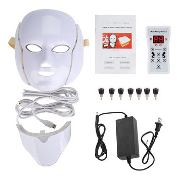 Led Face Light Therapy Facial Mask Neck Beauty 7 Color Light Mask Led Face Care Συσκευή σύσφιξης δέρματος Αντιγηραντική αναζωογόνηση