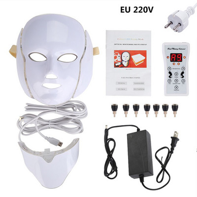 Mască facială cu LED, 7 culori, Mască electrică pentru masaj facial, terapie cu mașină, întinerire cu fotoni, albirea feței, mască anti acnee, îngrijirea pielii