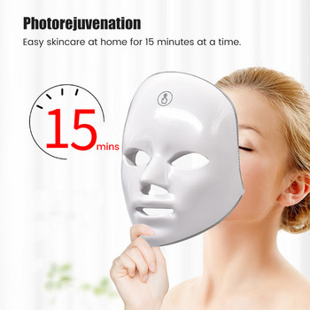 LED маска за лице USB 7 цвята Photon Therapy Skin Rejuvenation Anti Acne V Line + Face Neck Massager Wrinkle Remove Double Chin