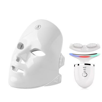 LED arcmaszk USB 7 szín fotonterápia bőrfiatalítás akne elleni V vonal + arc nyak masszírozó ránctalanító dupla álla eltávolítása