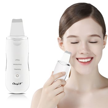 CkeyiN Ултразвуков скрубер за кожа Шпатула за лице Deap Cleaning Skin Peeling Face Cleaner RF EMS LED Beauty Device Mini Nano mister