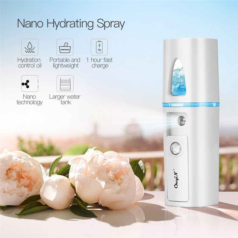 CkeyiN ultragarsinis odos šveitiklis veido mentele giliai valantis odą šveičiantis veido valiklis RF EMS LED grožio prietaisas Mini Nano mister