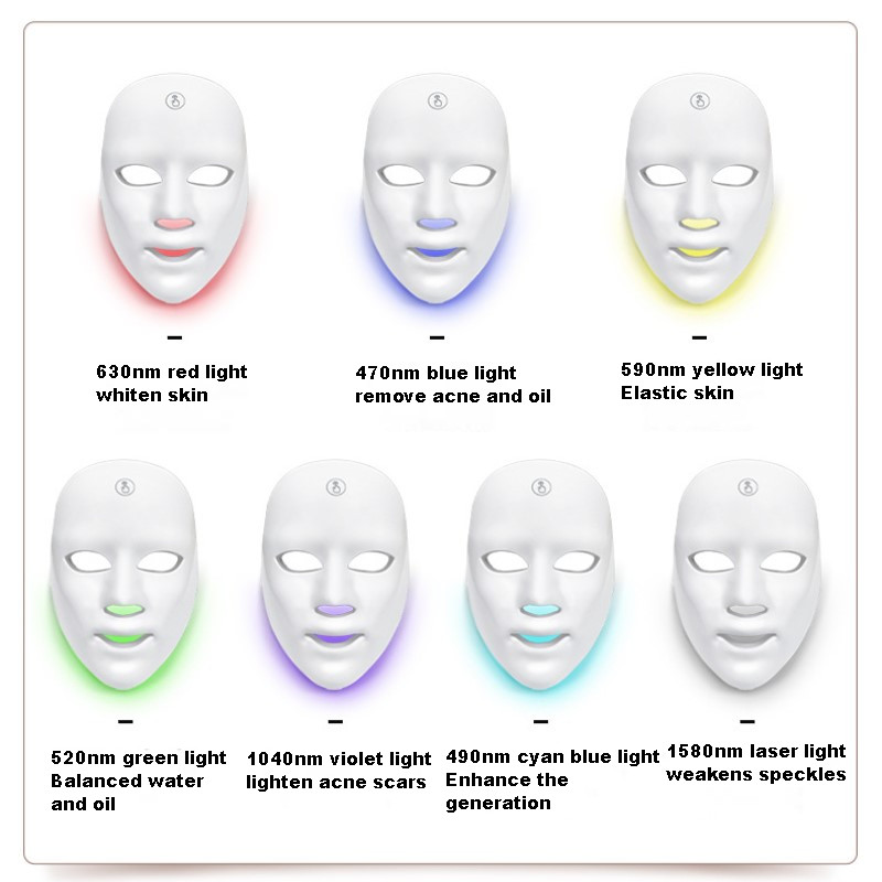 Mască facială LED cu lumină în 7 culori Terapie cu lumină roșie Frumusețe Anti-îmbătrânire Albire Întinerire a pielii Mașină facială Spa acasă Îngrijirea pielii