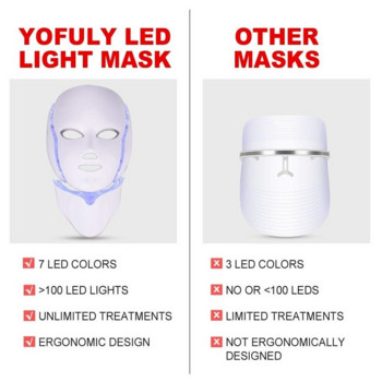 7 Χρώματα Led Facial Mask Face Mask Machine Μάσκα ακμής Neck Beauty Anti Aging Μηχανή θεραπείας φωτός Led Προϊόντα περιποίησης δέρματος