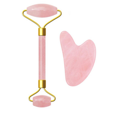 Face Lift Massager Crystal Roller Μασάζ προσώπου Χαλάρωση Jade Roller Stone Natural Rose Quartz Beauty Skin Tool Δώρο για κορίτσι