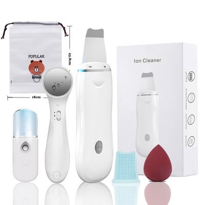Ultrahangos bőrradír készlet vibrációs arc spatula mitesszer eltávolító EMS LED arcmasszírozó kavitációs peeling arc lifting
