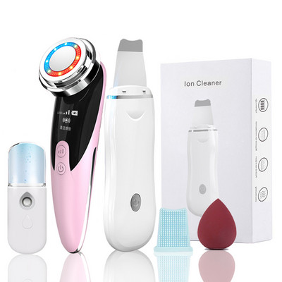 Ultrahangos bőrradír készlet vibrációs arc spatula mitesszer eltávolító EMS LED arcmasszírozó kavitációs peeling arc lifting