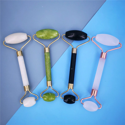 Green Pink Jade Roller Massager For Face Natural Stone Slimming Lift Lift Massage Facial Tools for Chin Neck Beauty Skin Tools