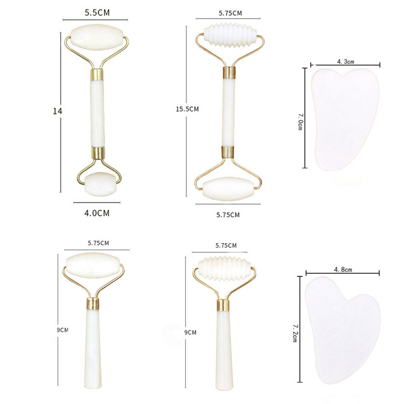 Naujas balto nefrito akmens masažo natūralaus kvarco grandiklis Jade volelis Gua sha rinkinys baltas veidą pakeliantis veido masažuoklis nugarai