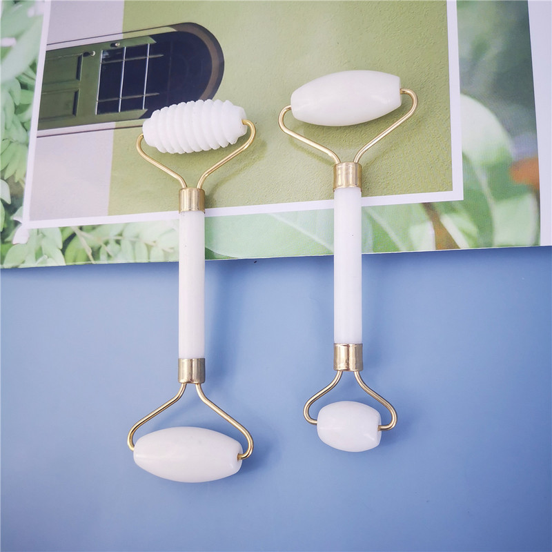 Naujas balto nefrito akmens masažo natūralaus kvarco grandiklis Jade volelis Gua sha rinkinys baltas veidą pakeliantis veido masažuoklis nugarai