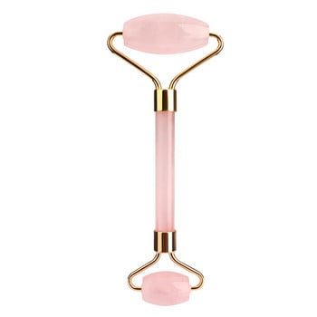 Rose Quartz Natural Stone Jade Roller Facial Massager Double Heads Πρόσωπο Αδυνάτισμα Μάτια Λαιμός Λεπτός ανελκυστήρας Μασάζ Relax Beauty Tool