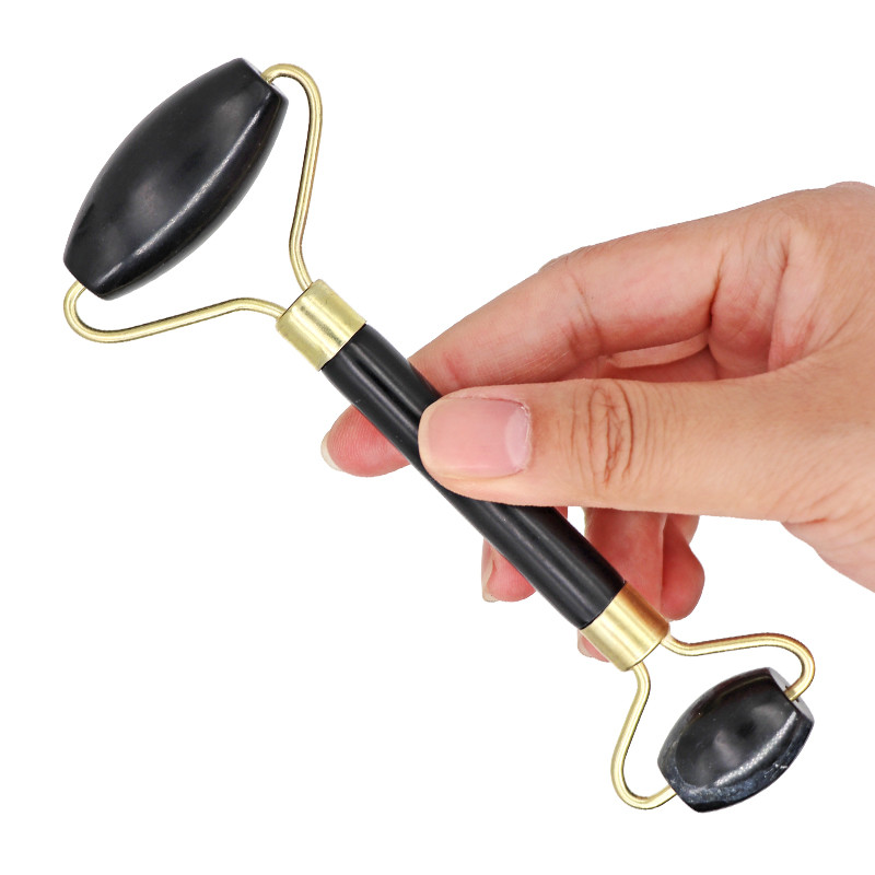 Rožinis kvarcas natūralaus akmens nefrito ritininis veido masažuoklis dviguboms galvoms Veido liekninamasis akis kaklas Thin Lift masažo atpalaiduojantis grožio įrankis