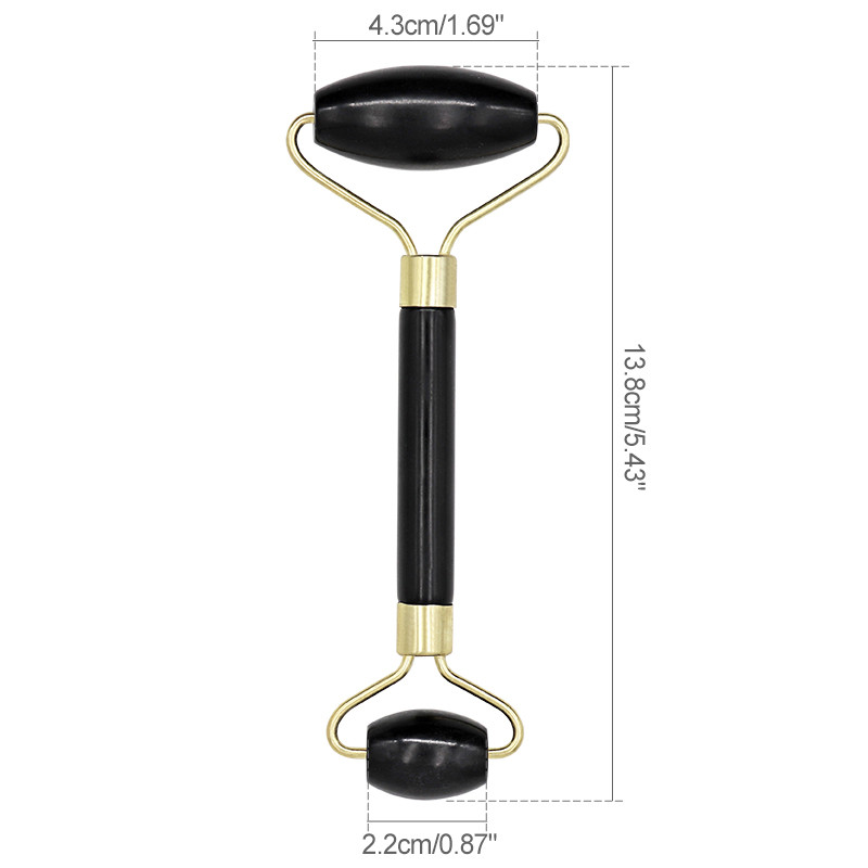 Rožinis kvarcas natūralaus akmens nefrito ritininis veido masažuoklis dviguboms galvoms Veido liekninamasis akis kaklas Thin Lift masažo atpalaiduojantis grožio įrankis