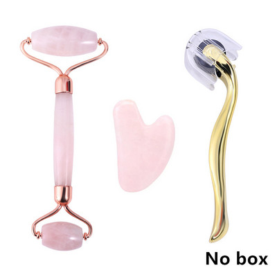 Rozenkvarcni valjak Masažer Alat za masažu lica Prirodni kamen Valjak od žada Valjak s mikroiglicama Lopatica od žada Kutija za njegu kože