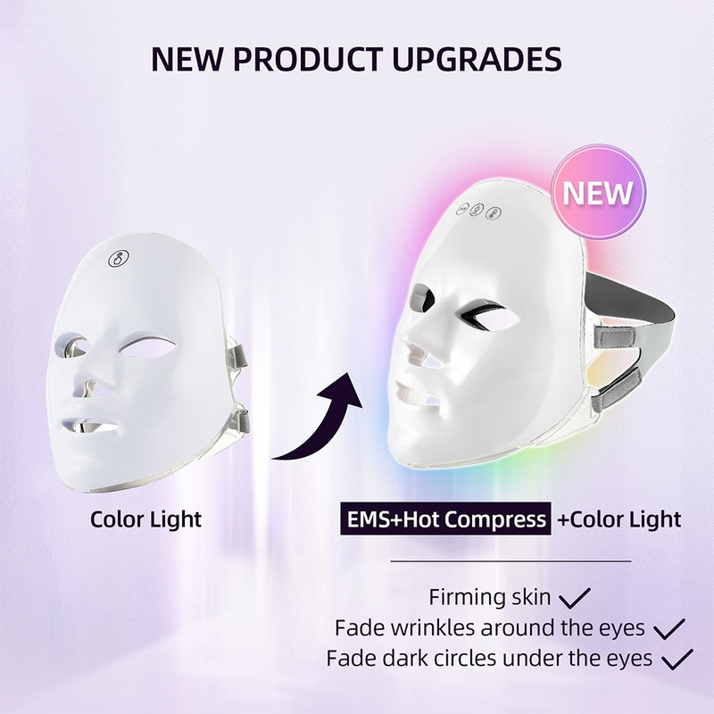 1500mah 7Colors LED arcmaszk Foton terápiás bőrfiatalító aknés ránctalanító bőrápoló maszk Bőrvilágosító