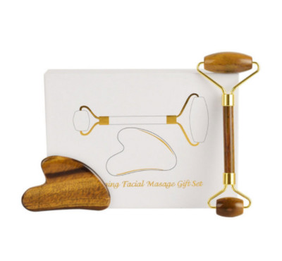 Prirodni ružičasti kvarcni žad Roller Water Sha Set za lice Masažer za tijelo Roller Jade Stone Set za masažu Face Lifting Beauty Masaža