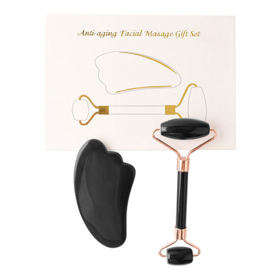 Prirodni ružičasti kvarcni žad Roller Water Sha Set za lice Masažer za tijelo Roller Jade Stone Set za masažu Face Lifting Beauty Masaža