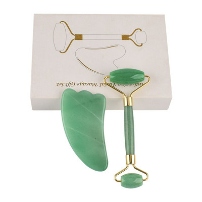 Prirodni ružičasti kvarcni žad Roller Water Sha Set za lice Masažer za tijelo Roller Jade Stone Set za masažu Face Lifting Beauty Masaža