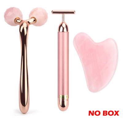 3D Face Lift Masszírozó 24k Arany Arc Lift Bar Jade Roller arcmasszázs Guasha Board Természetes Rózsakvarc Szépség Bőreszközök