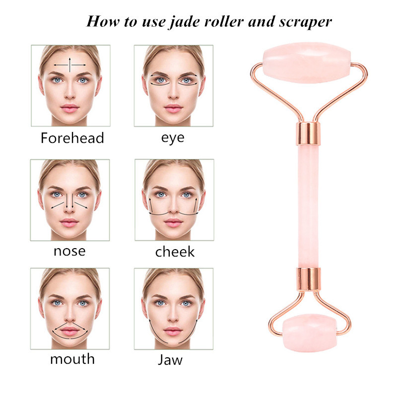 Jade Roller Natural Rose Quartz Gua Sha Set Facial Body Massager Valjak Jade Stone Stone Set za masažu Face Lifting Beauty Massage Tools