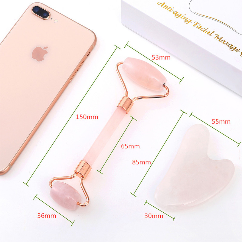Jade Roller Natural Rose Quartz Gua Sha Set Facial Body Massager Valjak Jade Stone Stone Set za masažu Face Lifting Beauty Massage Tools