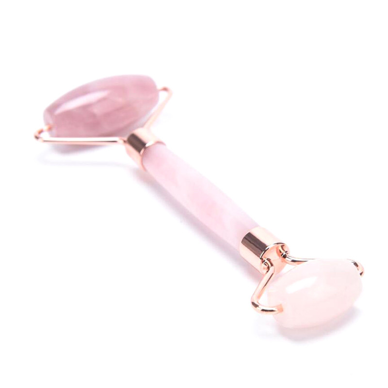 1 KOM Roler od ružičastog kvarca i žada Masažer za mršavljenje lica Lifting lica od prirodnog žada Valjak za masažu lica Njega kože Ljepota