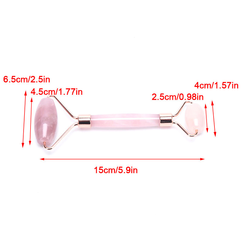 1 KOM Roler od ružičastog kvarca i žada Masažer za mršavljenje lica Lifting lica od prirodnog žada Valjak za masažu lica Njega kože Ljepota